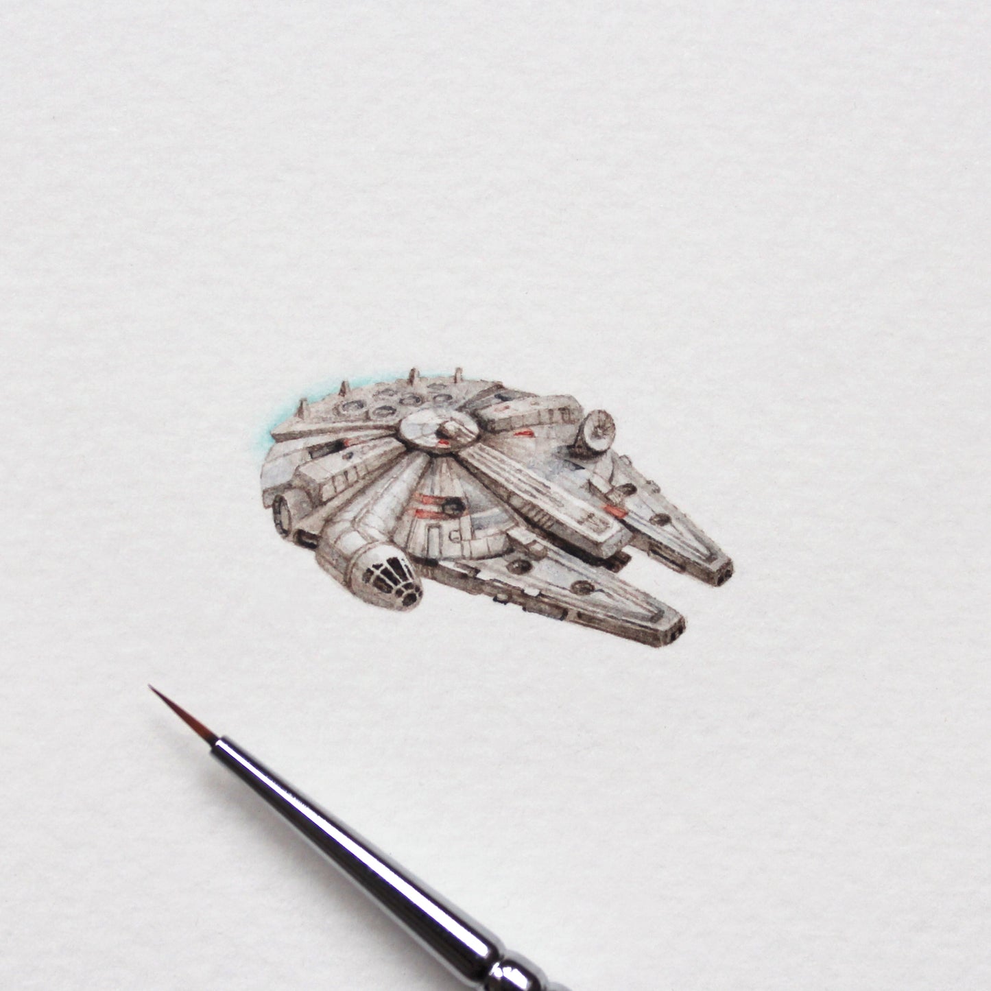 Millennium Falcon. Print from original watercolor miniature painting