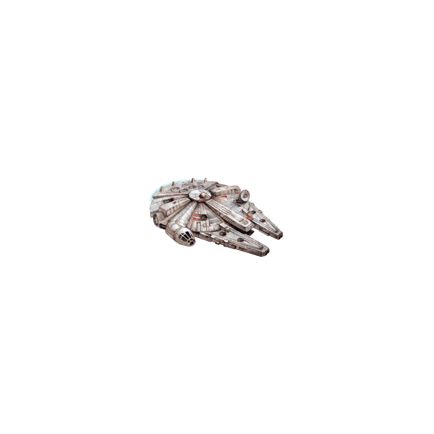 Millennium Falcon. Print from original watercolor miniature painting
