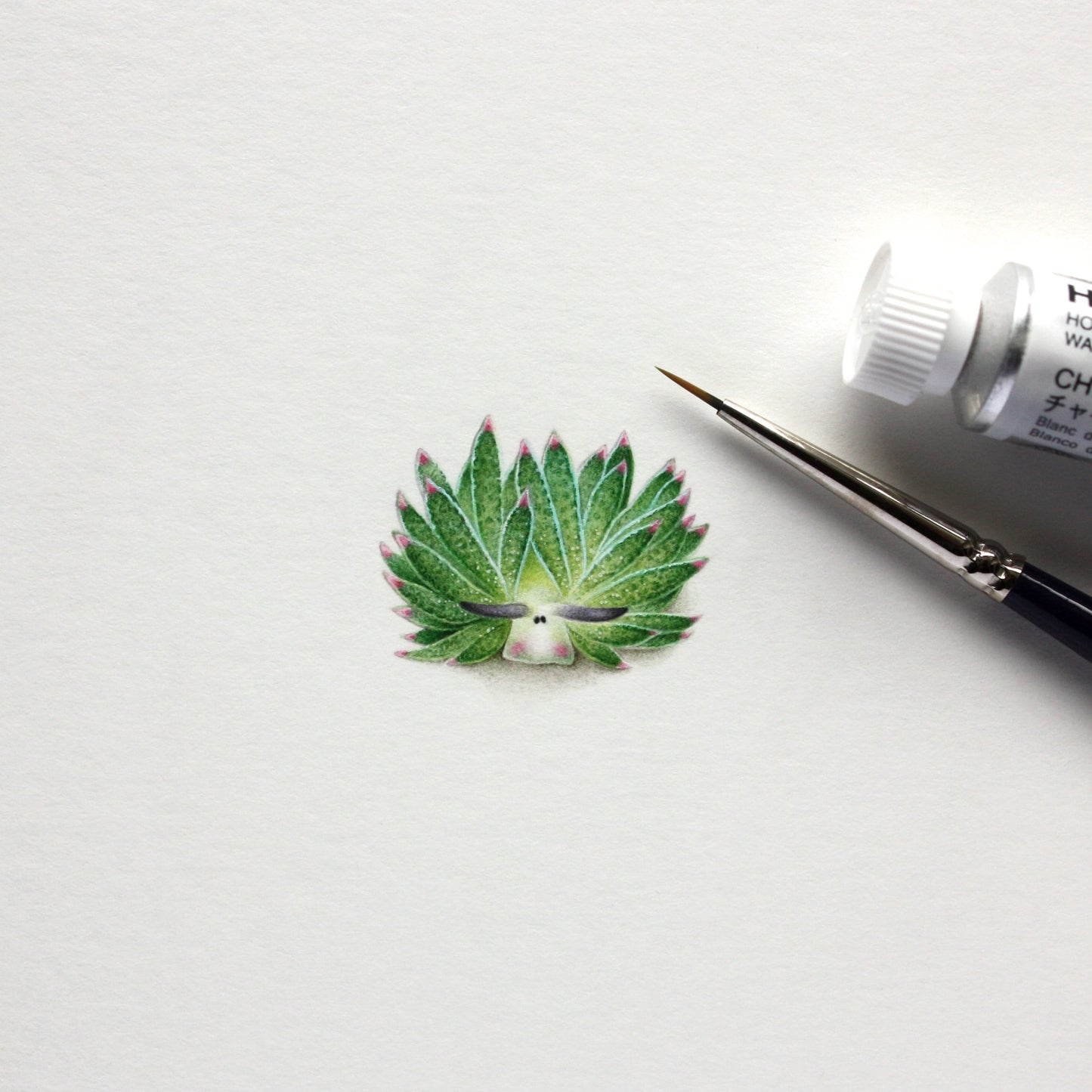 Leaf Sheep Slug. Print from original watercolor miniature painting