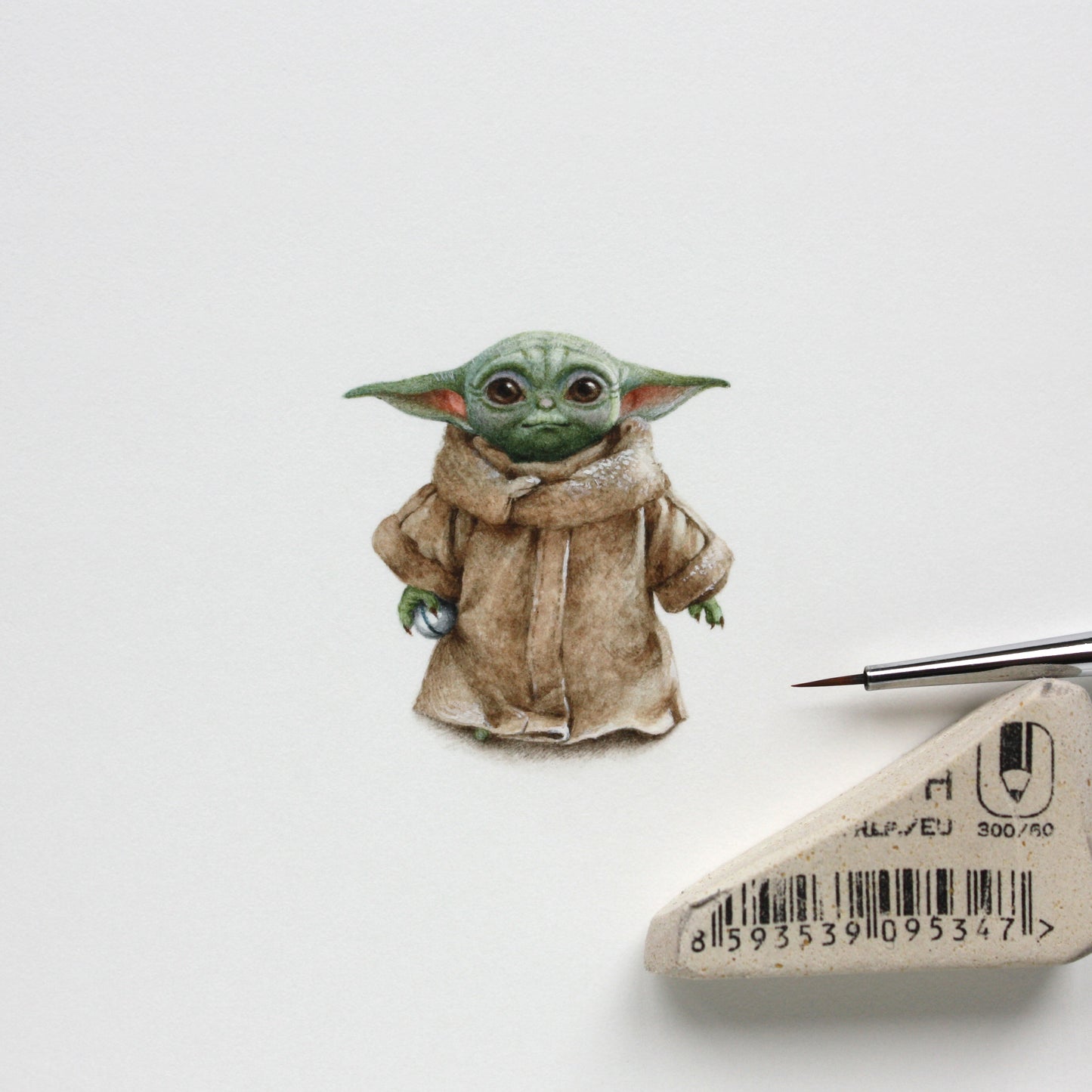 Baby Yoda. Print from original watercolor miniature painting