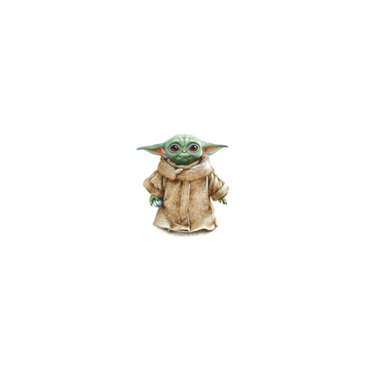PRINT of watercolor miniature painting. Baby Yoda
