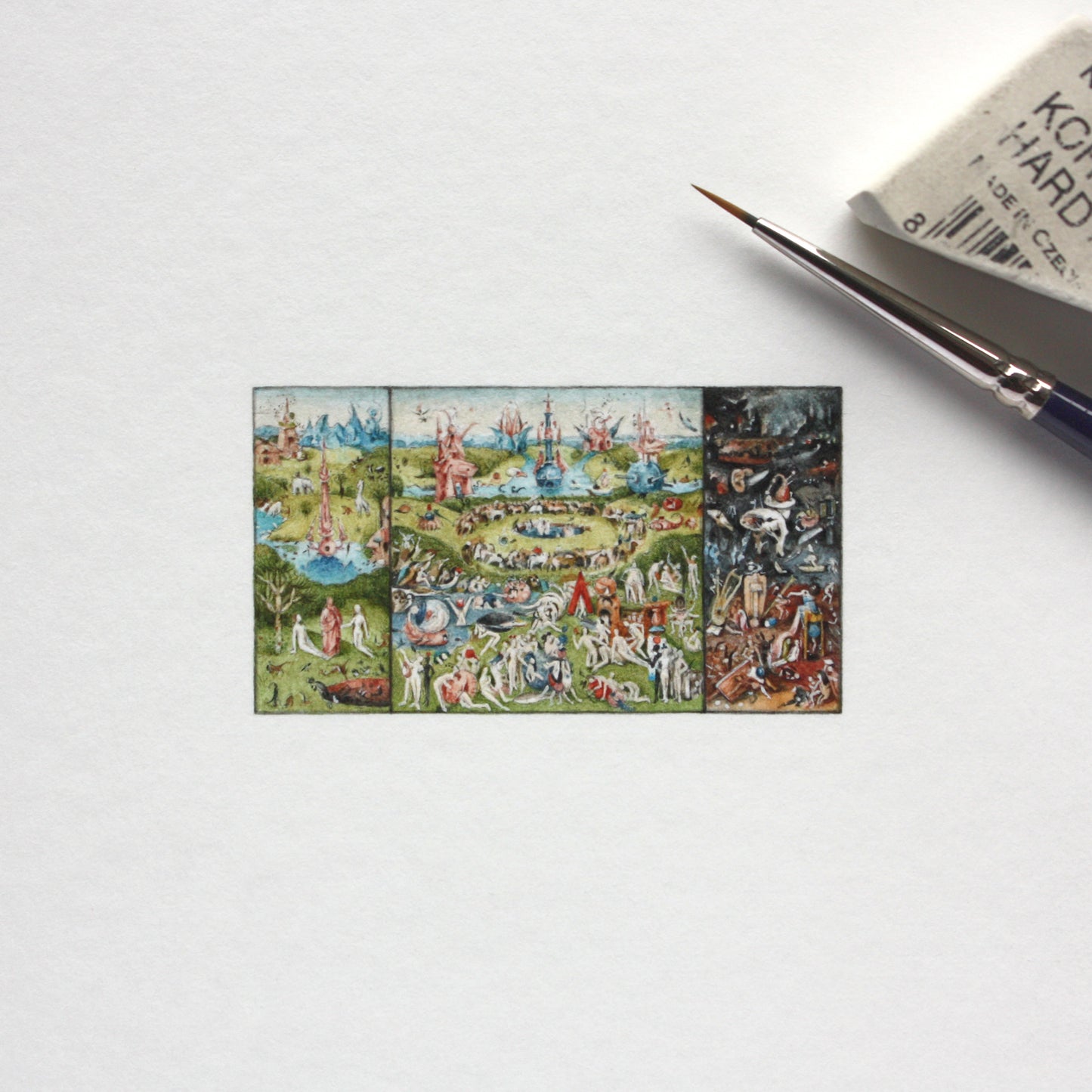 The Garden of Earthly Delights. Print from original watercolor miniature painting