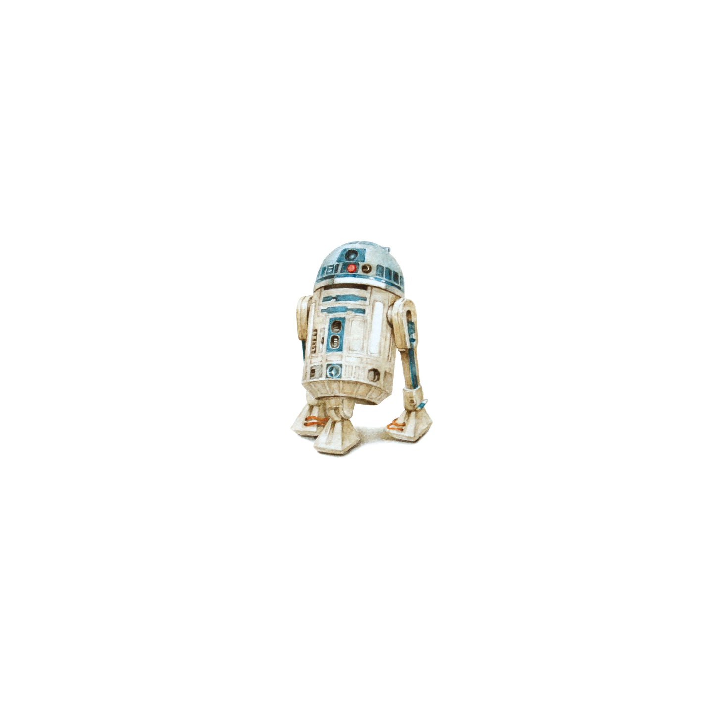 R2-D2. Print from original watercolor miniature painting