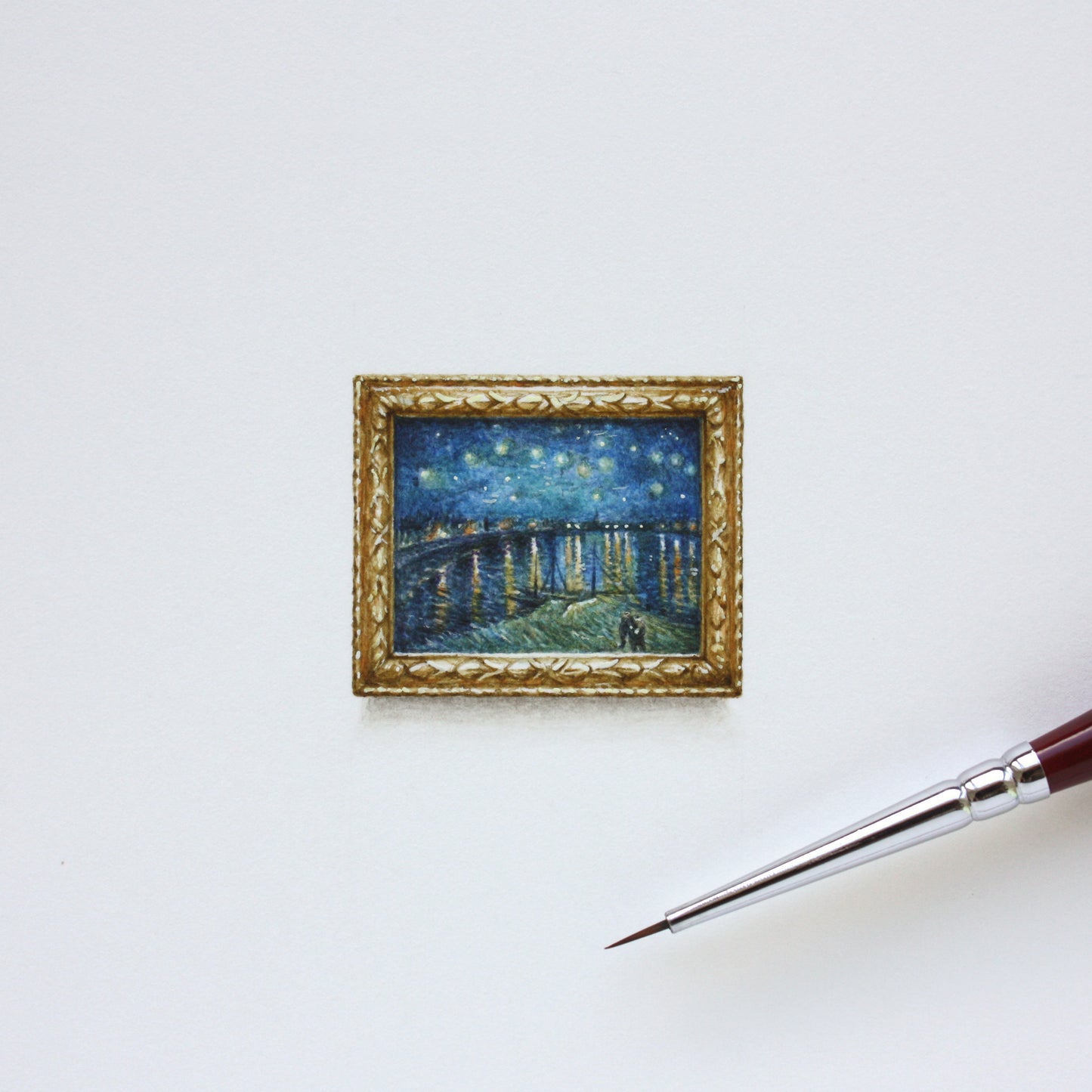 Starry Night. Print from original watercolor miniature painting