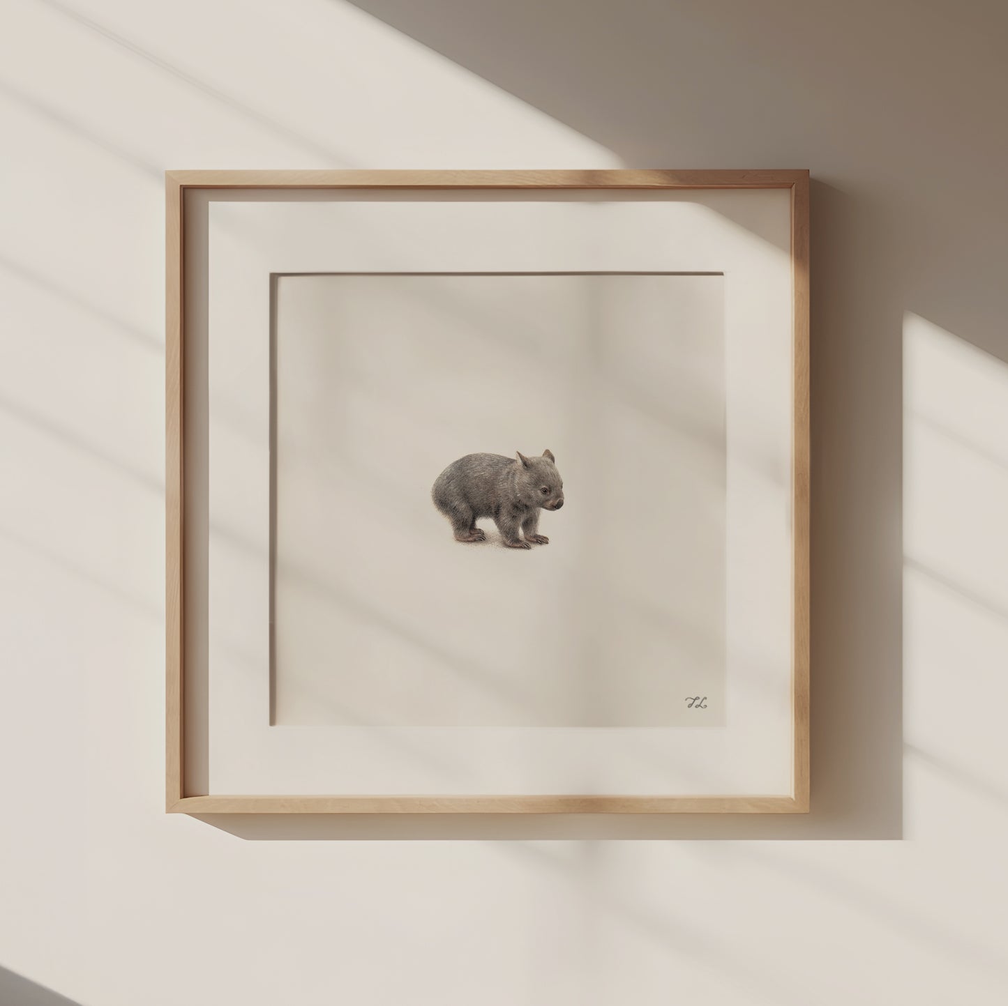 Wombat. Print from original watercolor miniature painting