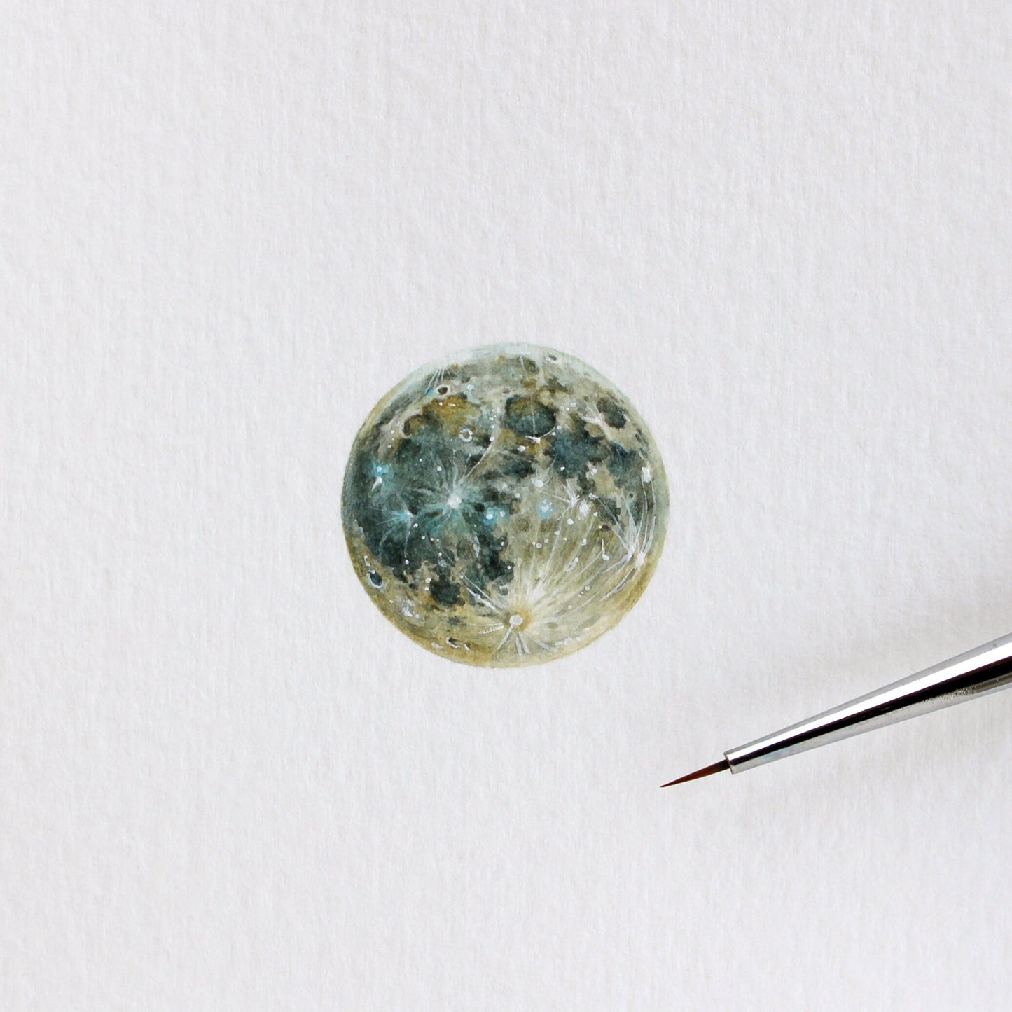 Moon. Print from original watercolor miniature painting