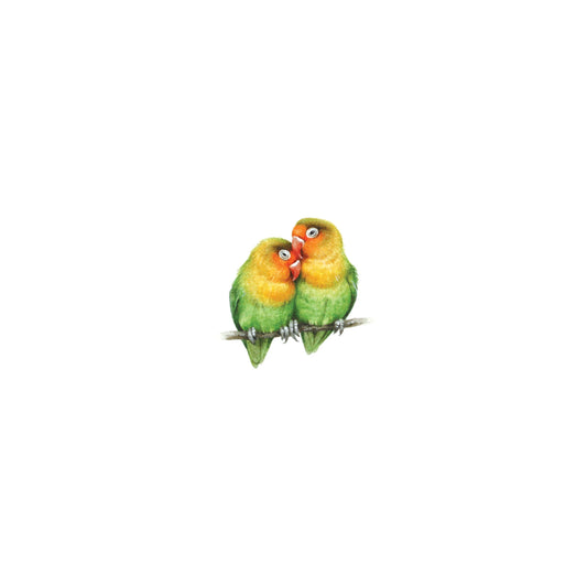 Lovebirds. Print from original watercolor miniature painting