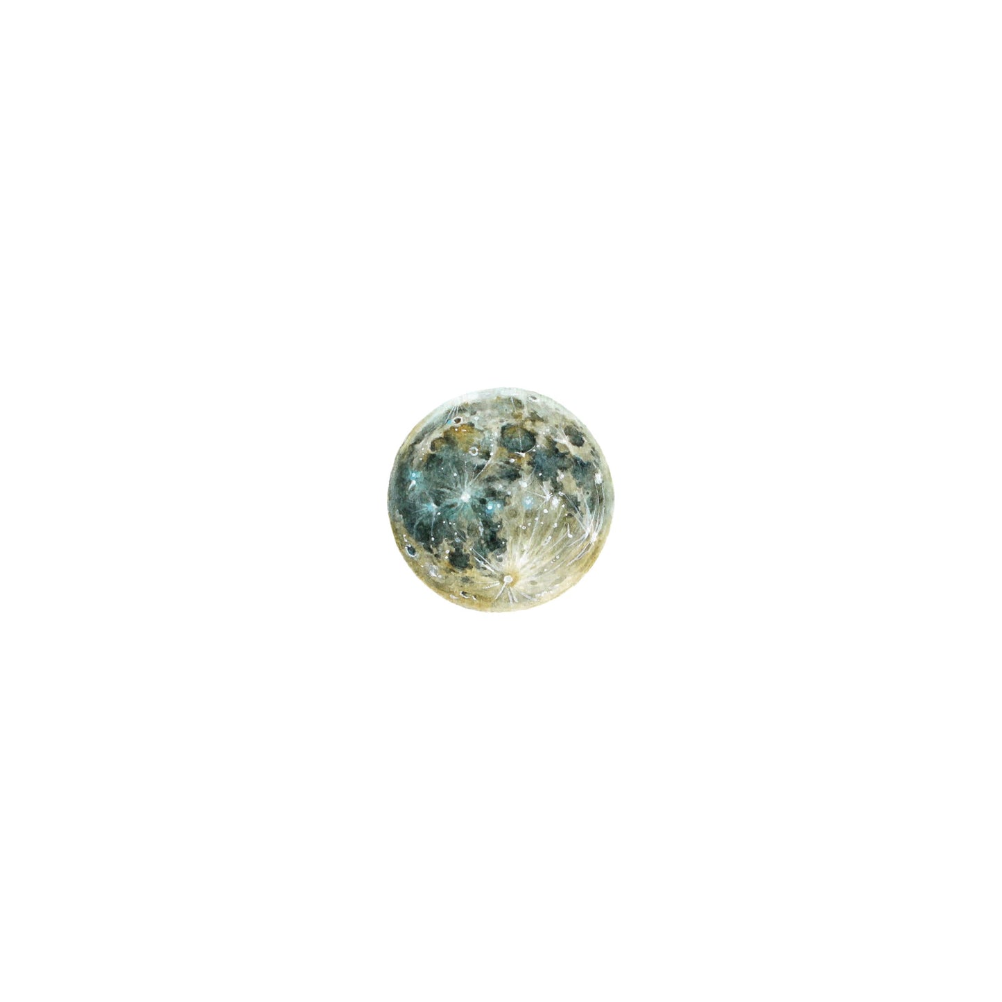 Moon. Print from original watercolor miniature painting