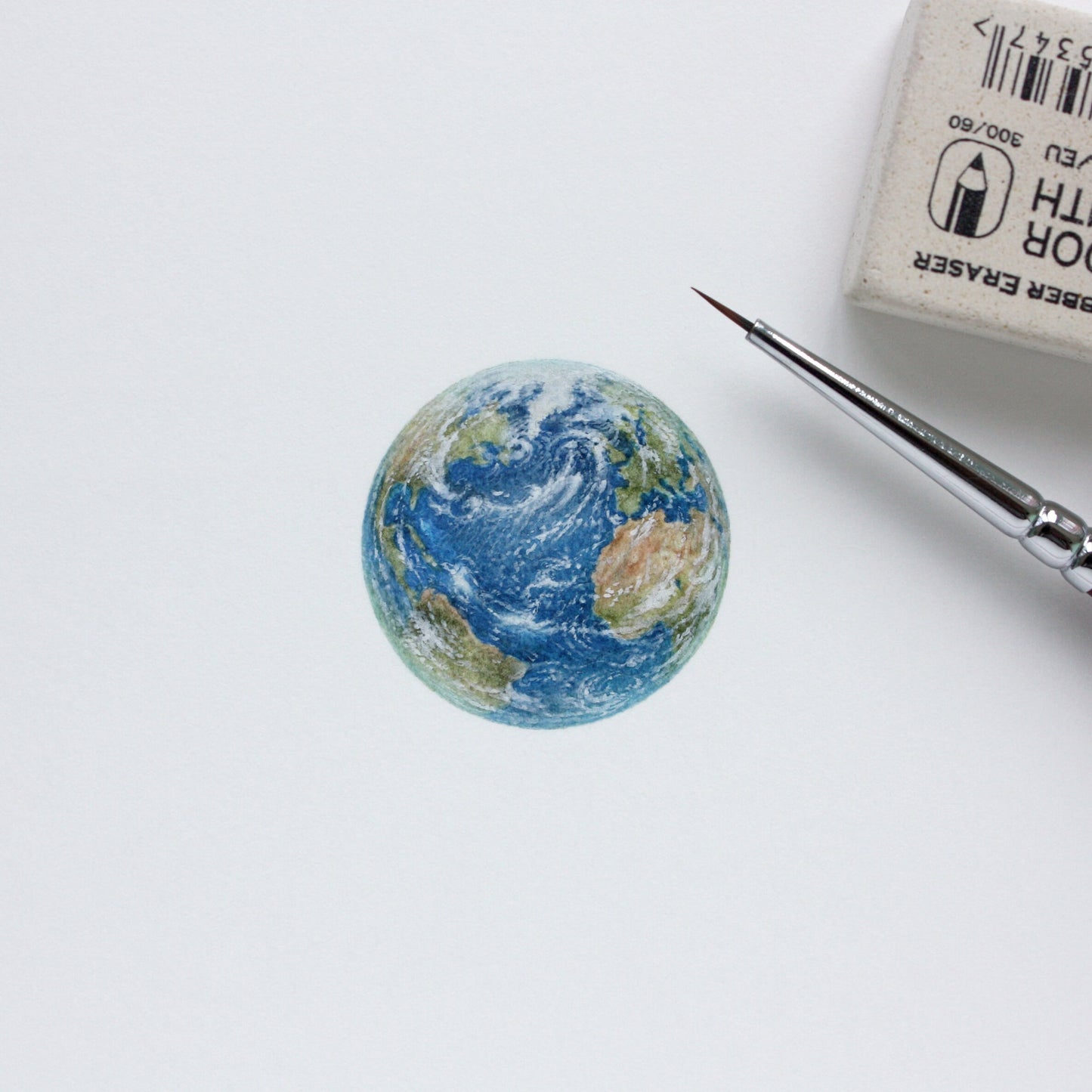 Blue Marble. Print from original watercolor miniature painting