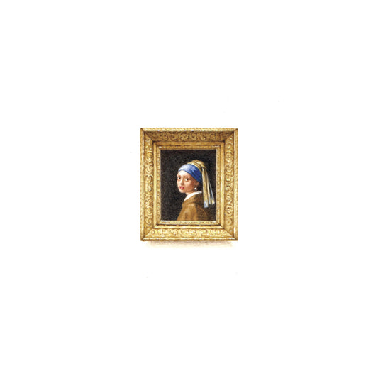 PRINT of watercolor miniature painting. Girl with a Pearl Earring
