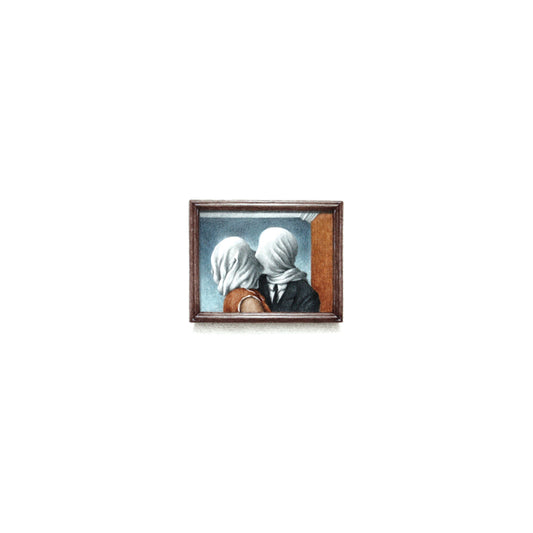 PRINT of watercolor miniature painting. The Lovers