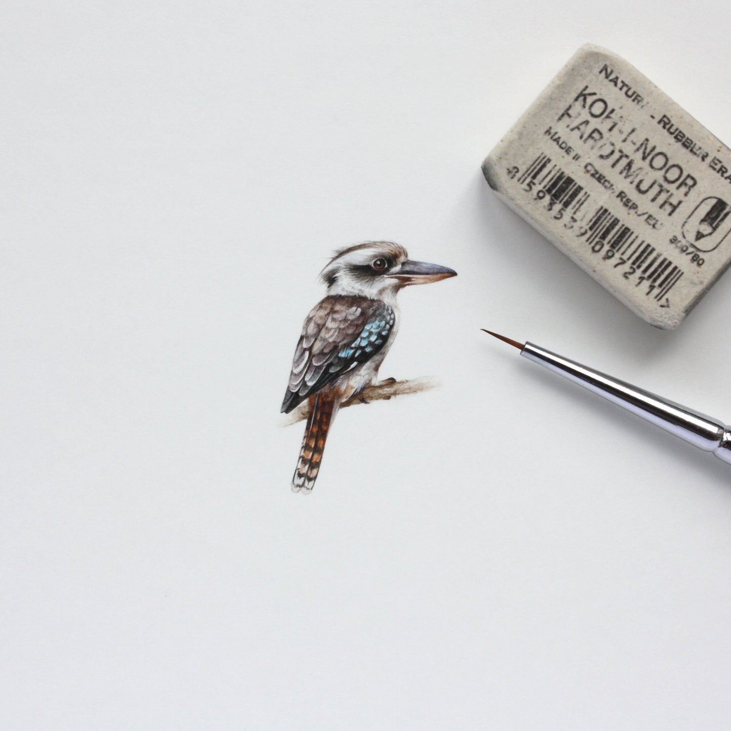 Laughing Kookaburra. Print from original watercolor miniature painting