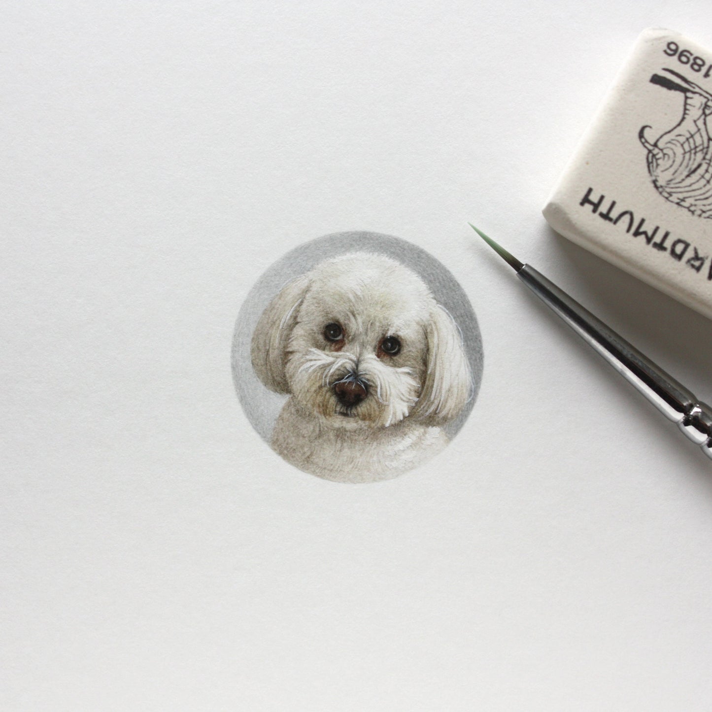 Custom pet portrait. Original watercolor miniature painting