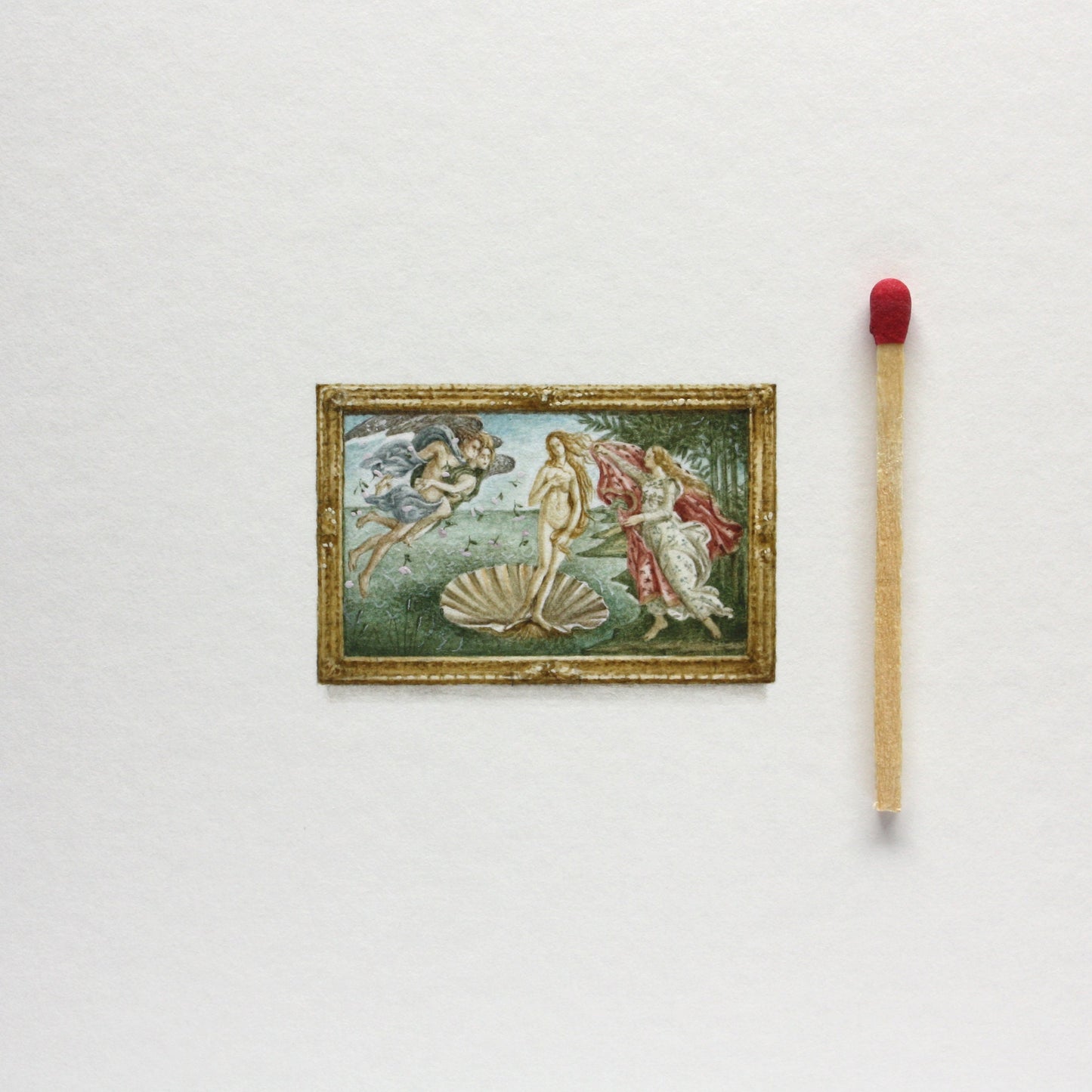 Birth of Venus. Print from original watercolor miniature painting